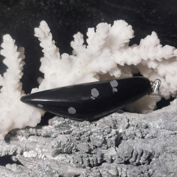 Schneeflocken Obsidian Anhänger
